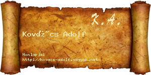 Kovács Adolf névjegykártya